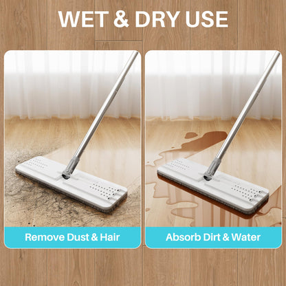 JOYMOOP Wall Mop and Bucket Set, Hands-Free Flat Floor Mop with 3 Washable Microfiber Pads, Wet and Dry Use, Ideal for Home and Commercial Floor Cleaning