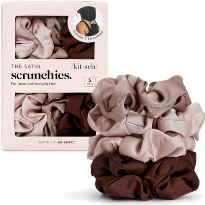 Kitsch Ultra-Petite Satin Scrunchies for Women - Eucalyptus, 6pcs