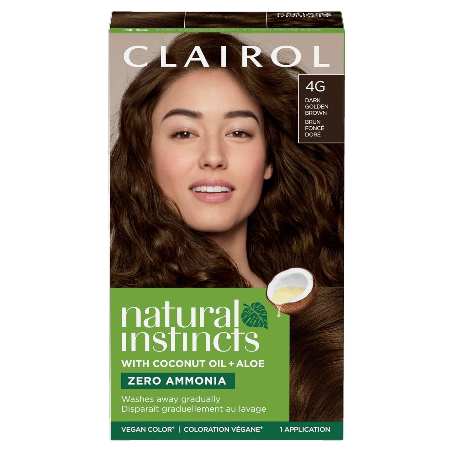 Clairol Natural Instincts Demi-Permanent Hair Dye, 4 Dark Brown | 1 Pack