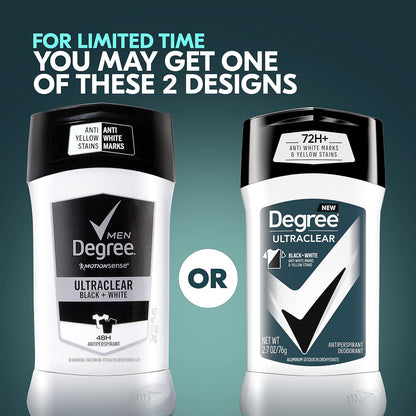 Degree Men UltraClear Antiperspirant Black+White Sweat & 2 Count 2.7 oz