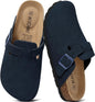 KIDMI Genuine Suede Clogs for Women Men Cork Footbed Mules Potato Shoes