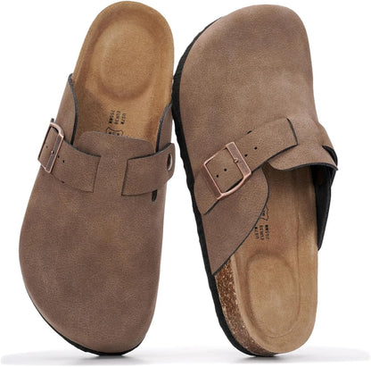 Project Cloud 100% Genuine Leather Womens Cork Footbed Clogs for Women