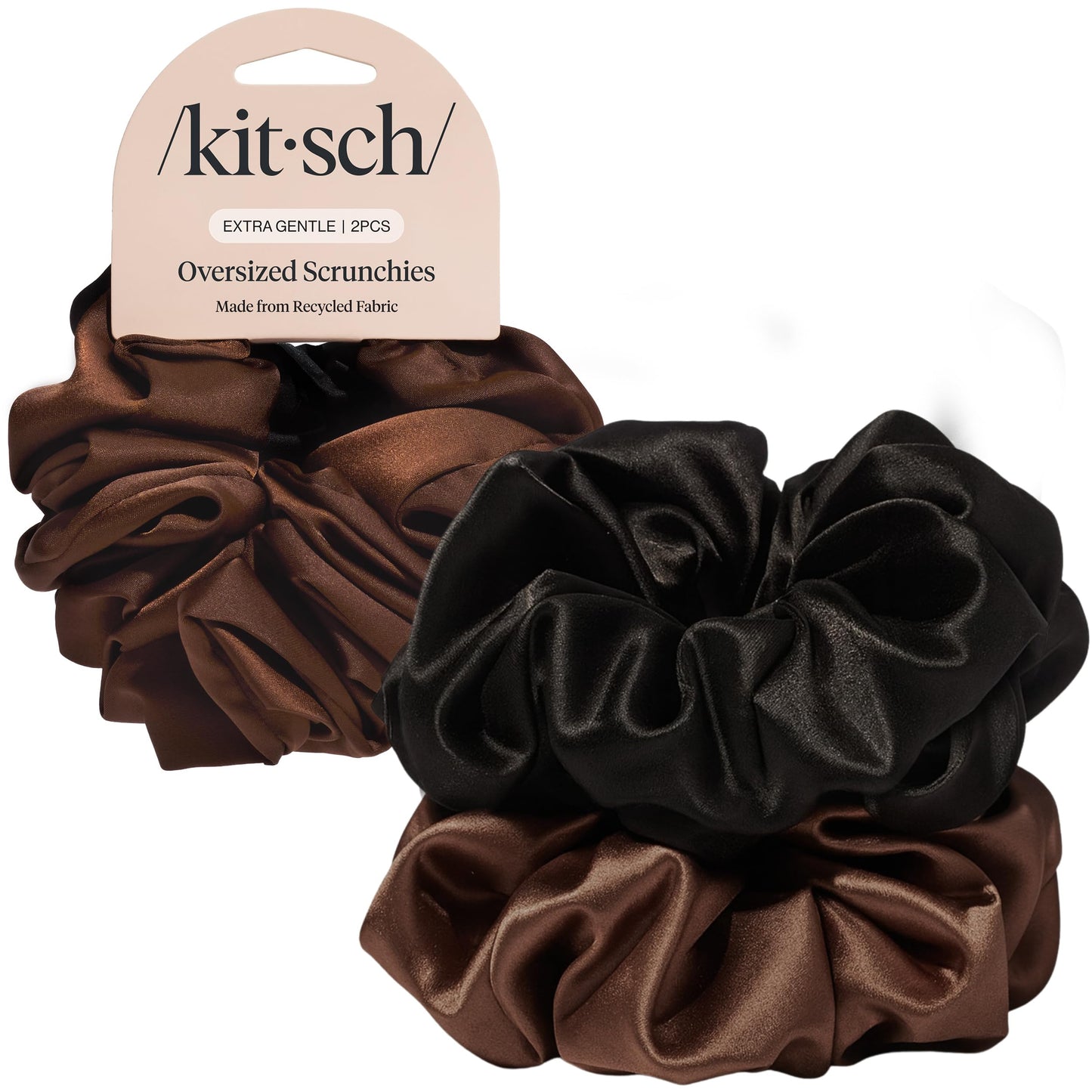 Kitsch Ultra-Petite Satin Scrunchies for Women - Eucalyptus, 6pcs