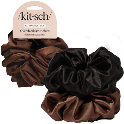 Kitsch Ultra-Petite Satin Scrunchies for Women - Eucalyptus, 6pcs