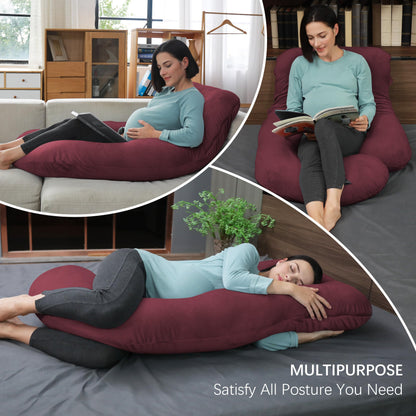 MOON PARK Pregnancy Pillows for Sleeping - U Shaped Full Body Maternity Pillow with Removable Cover - Support for Back, Legs, Belly, HIPS - 65 Inch - Aquamarine