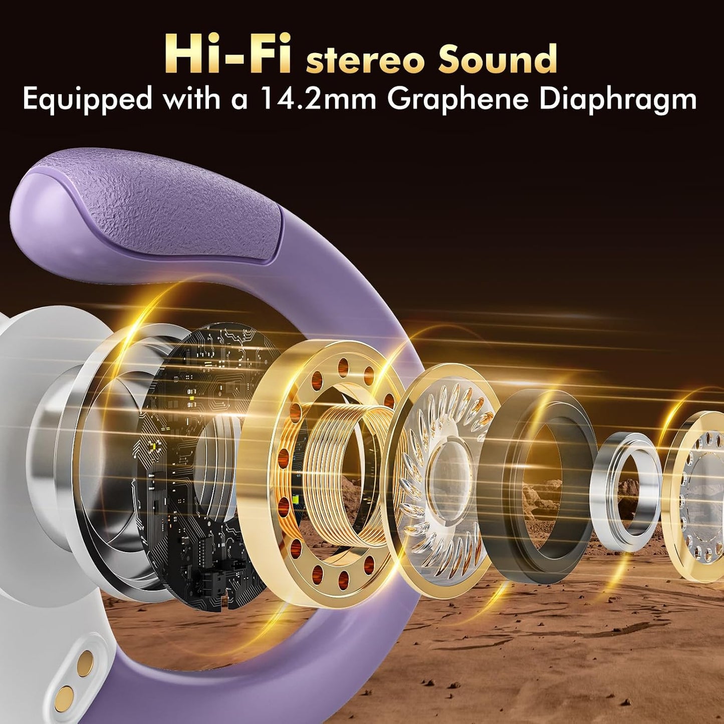 HAOYUYAN Wireless Earbuds, Sports Bluetooth Headphones, 80Hrs Playtime Ear Buds with LED Power Display, Noise Canceling Headset, IPX7 Waterproof Earphones for Workout/Running (Purple)