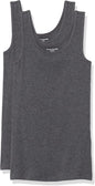 Amazon Essentials Women's Slim-Fit Ribbed Scoop Neck Tank Tops, Pack of 2