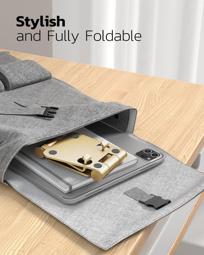 Nulaxy Full Aluminum Dual Folding Cell Phone Stand for Desk, Black