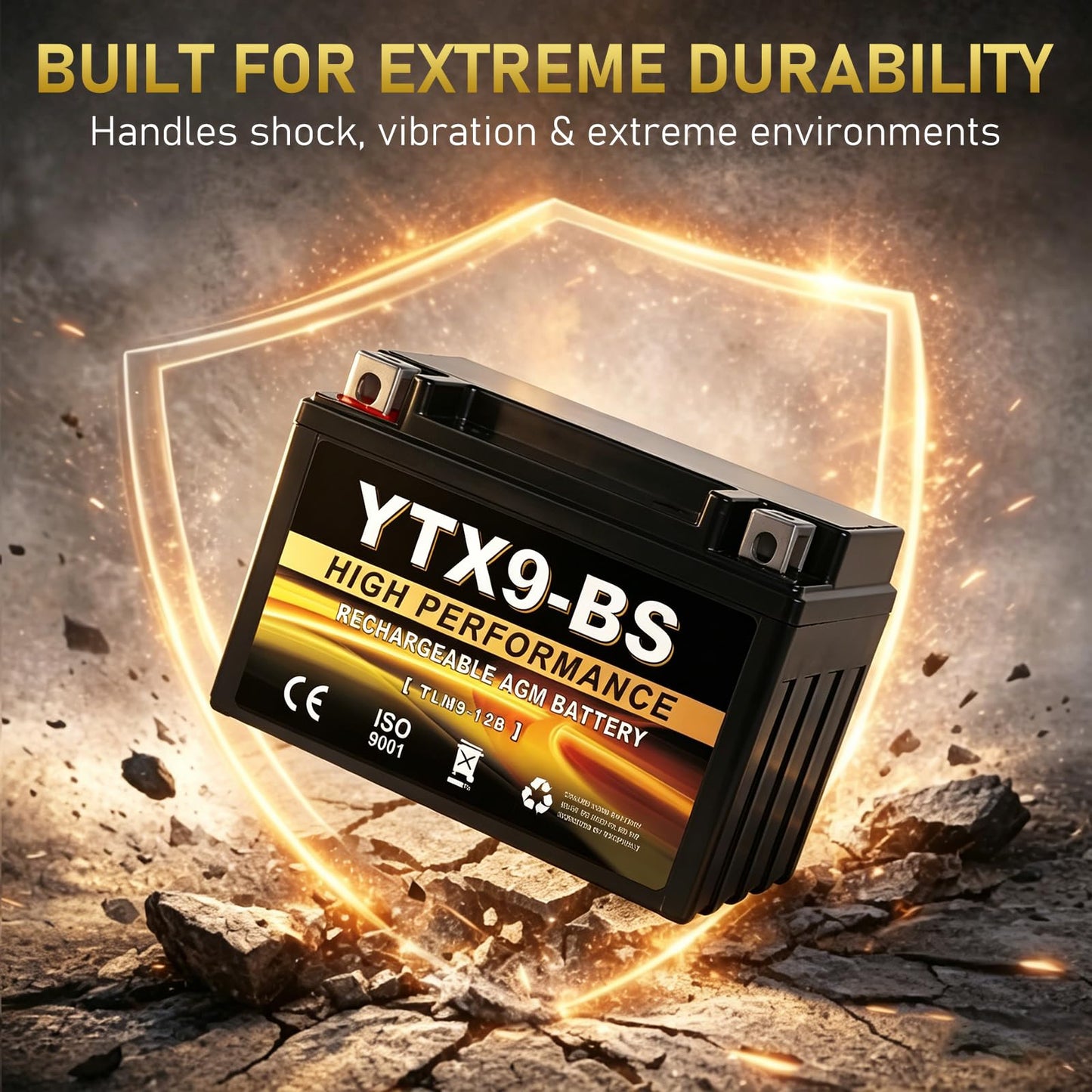 YTX14AH-BS 12V 12Ah Motorcycle Battery, 220CCA Rechargeable Maintenance Free Sealed AGM Battery, Powersport Replacement for ATV, UTV, Scooter
