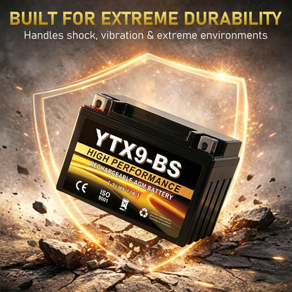 YTX14AH-BS 12V 12Ah Motorcycle Battery, 220CCA Rechargeable Maintenance Free Sealed AGM Battery, Powersport Replacement for ATV, UTV, Scooter