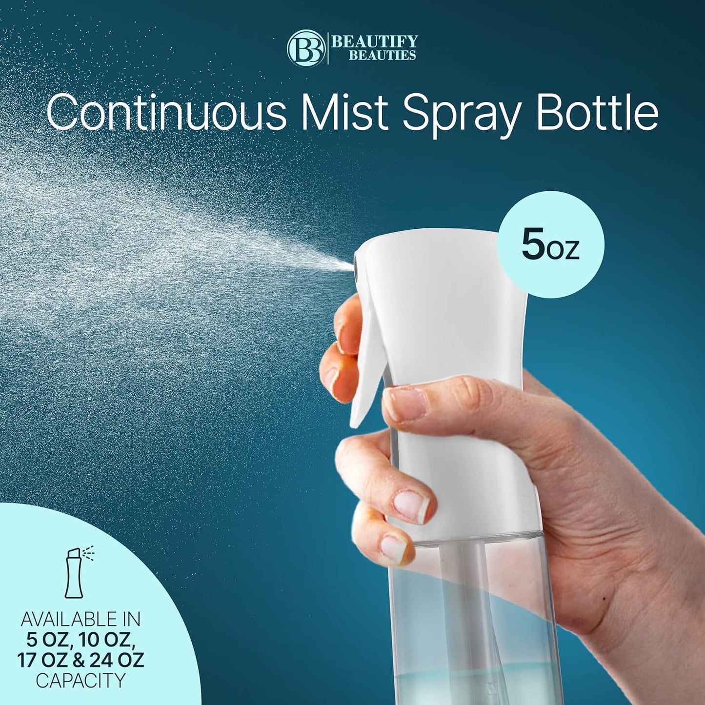 BeautifyBeauties Continuous Spray Bottle for Hair, 6..8 oz Mister Spray