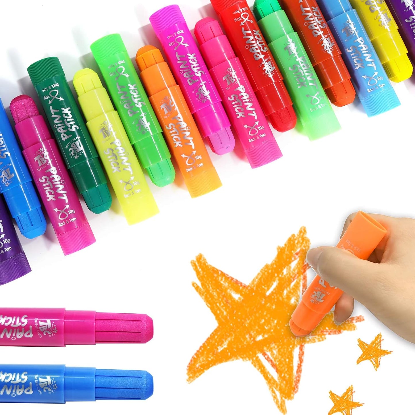 TBC The Best Crafts Paint Sticks for Kids Ages 2-8, 12 Classic Colors