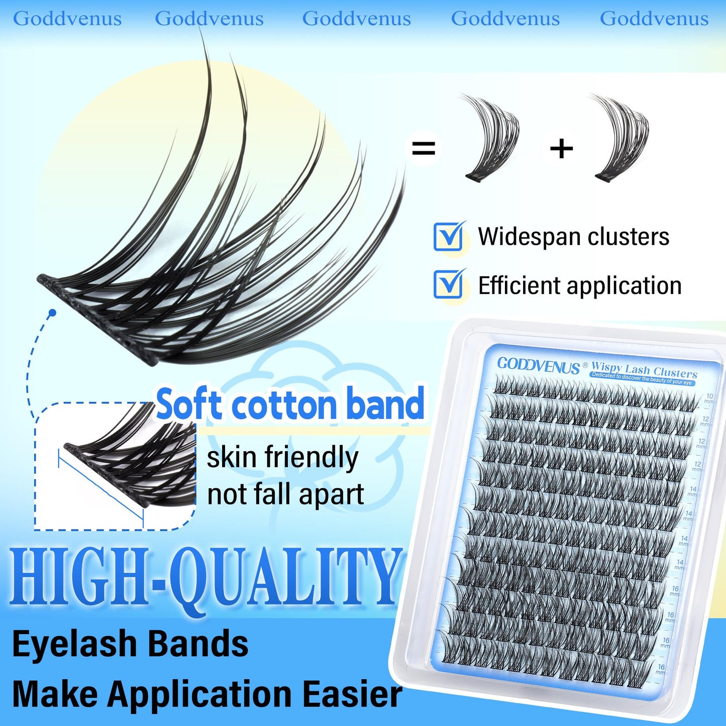 Goddvenus Brown Wispy Eye Lash Clusters Kit Natural Cluster Eyelash Extensions Kit False Eyelash Clusters Fluffy DIY Individual Lash Extensions Kit C Curl
