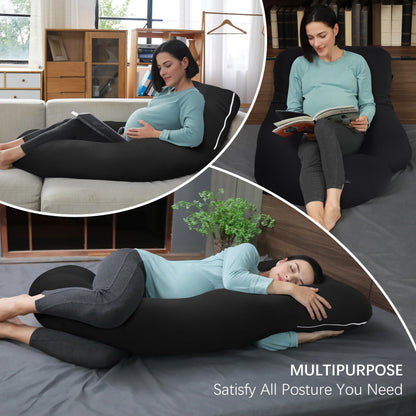 MOON PARK Pregnancy Pillows for Sleeping - U Shaped Full Body Maternity Pillow with Removable Cover - Support for Back, Legs, Belly, HIPS - 65 Inch - Aquamarine