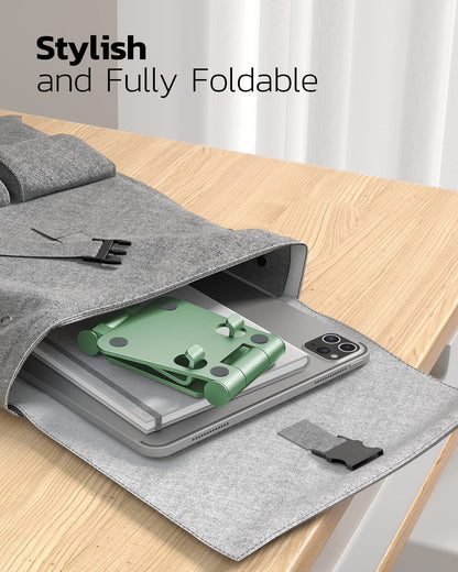 Nulaxy Full Aluminum Dual Folding Cell Phone Stand for Desk, Black