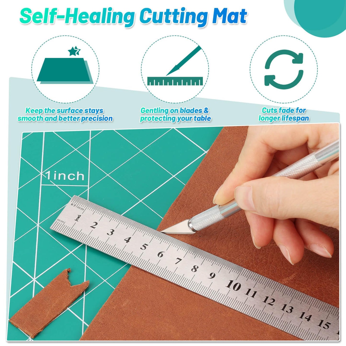 anezus Self Healing Sewing Mat, 12inch x 18inch Rotary Cutting Mat Double Sided 5-Ply Craft Cutting Board for Sewing Crafts Hobby Fabric Precision Scrapbooking Project
