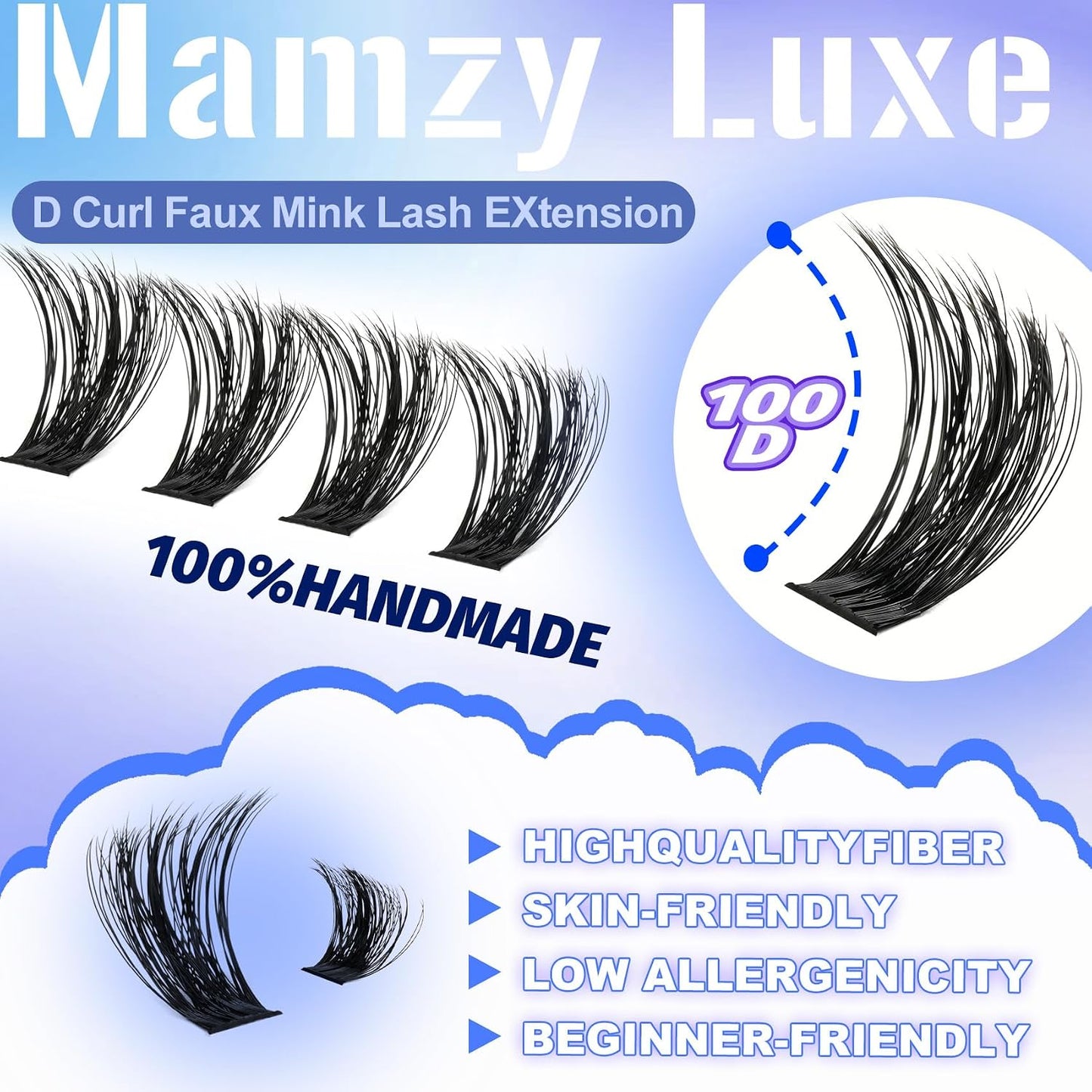 Lash Clusters Wispy 100D Eyelash Clusters 10-18mm Fluff Cluster Eyelash Extensions D Curl No Plastic Feel Individual Lashes Extension 204 Pcs Versatile False Eyelashes Clusters
