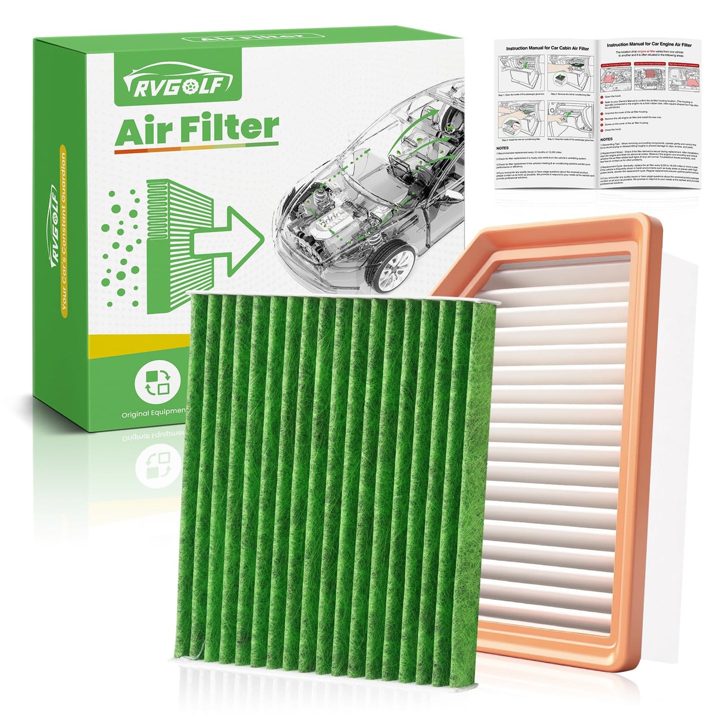 Engine+Cabin Air Filter Fit for 2014-2020 Rogue, 2017-2022 Rogue Sport