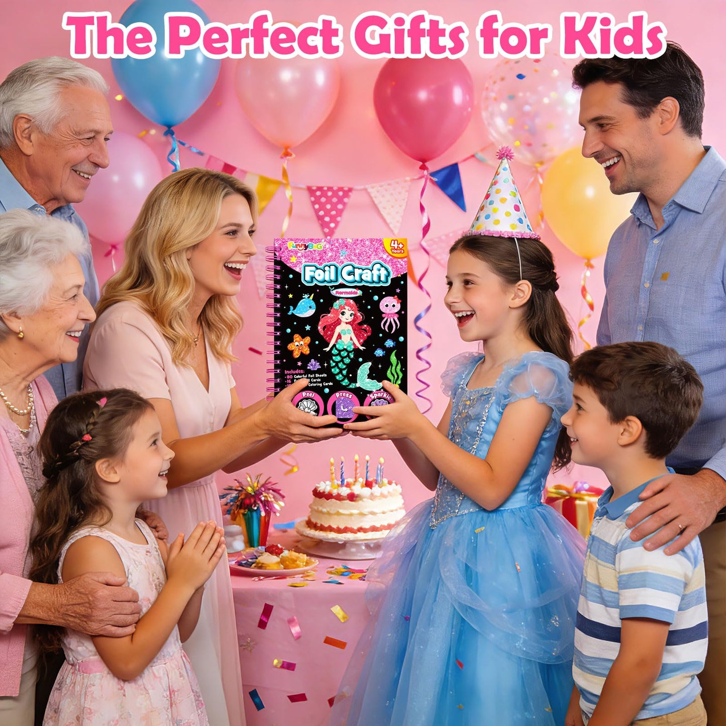 FUNNYB&G Foil Art Craft Kit for Kids, Sparkly Birthday Gift Toy for Boys