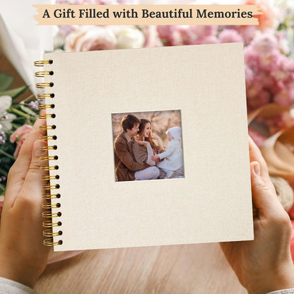 12"x12" Scrapbook Photo Album Linen Cover 40 Sheets 80 Pages White Paper