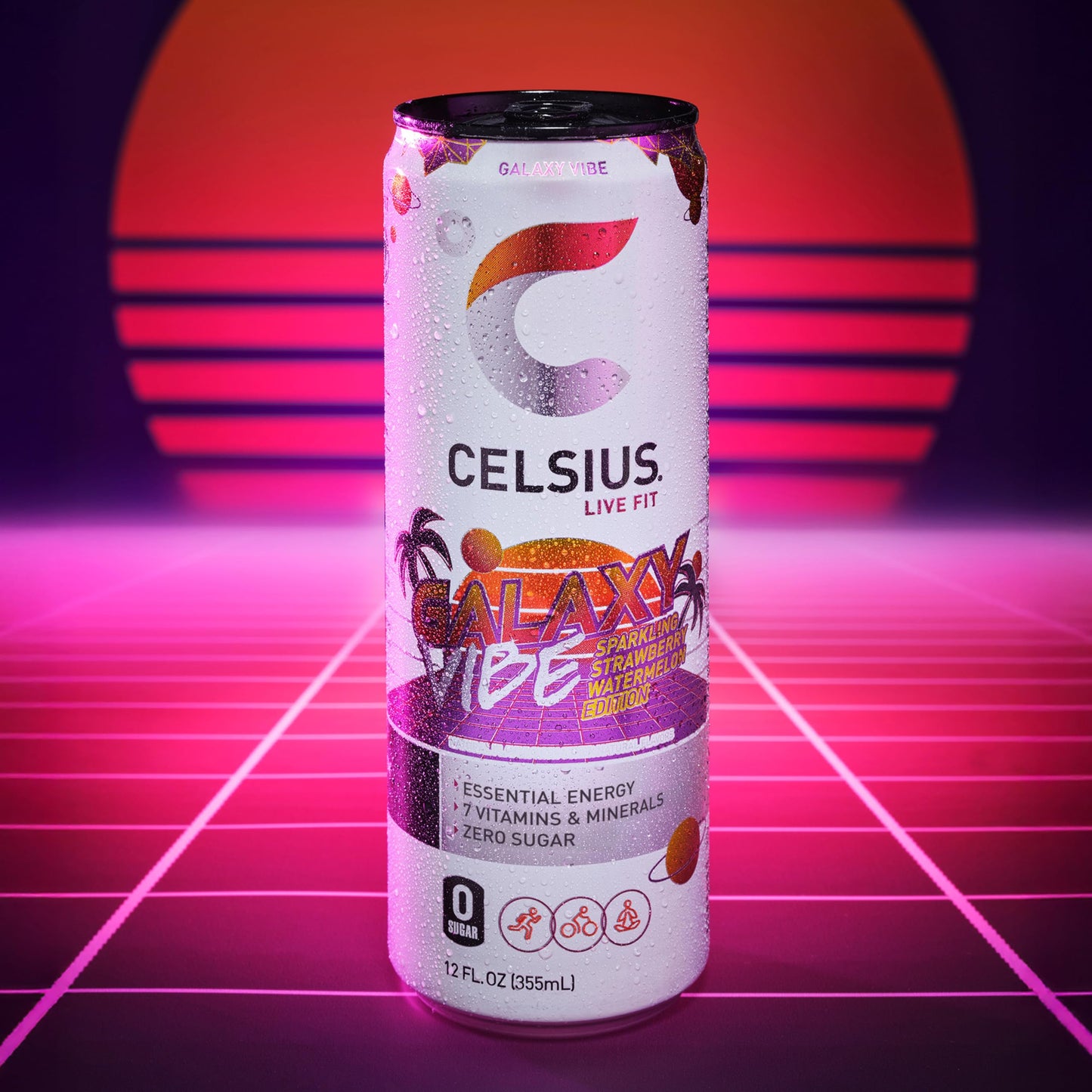 CELSIUS Sparkling Tropical Vibe, Functional Essential Energy Drink 12 Fl Oz (Pack of 12)