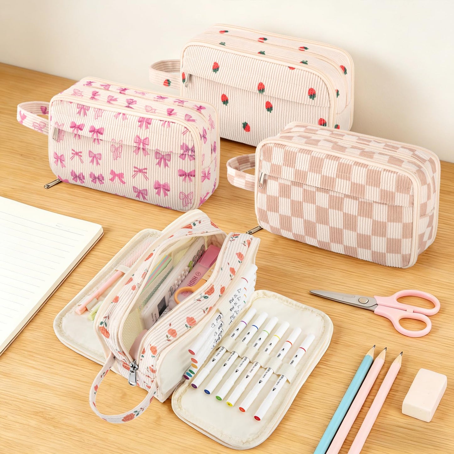 Cute Big Pencil Case Pouch Bag with Handle for Teen Girls Boy Gift