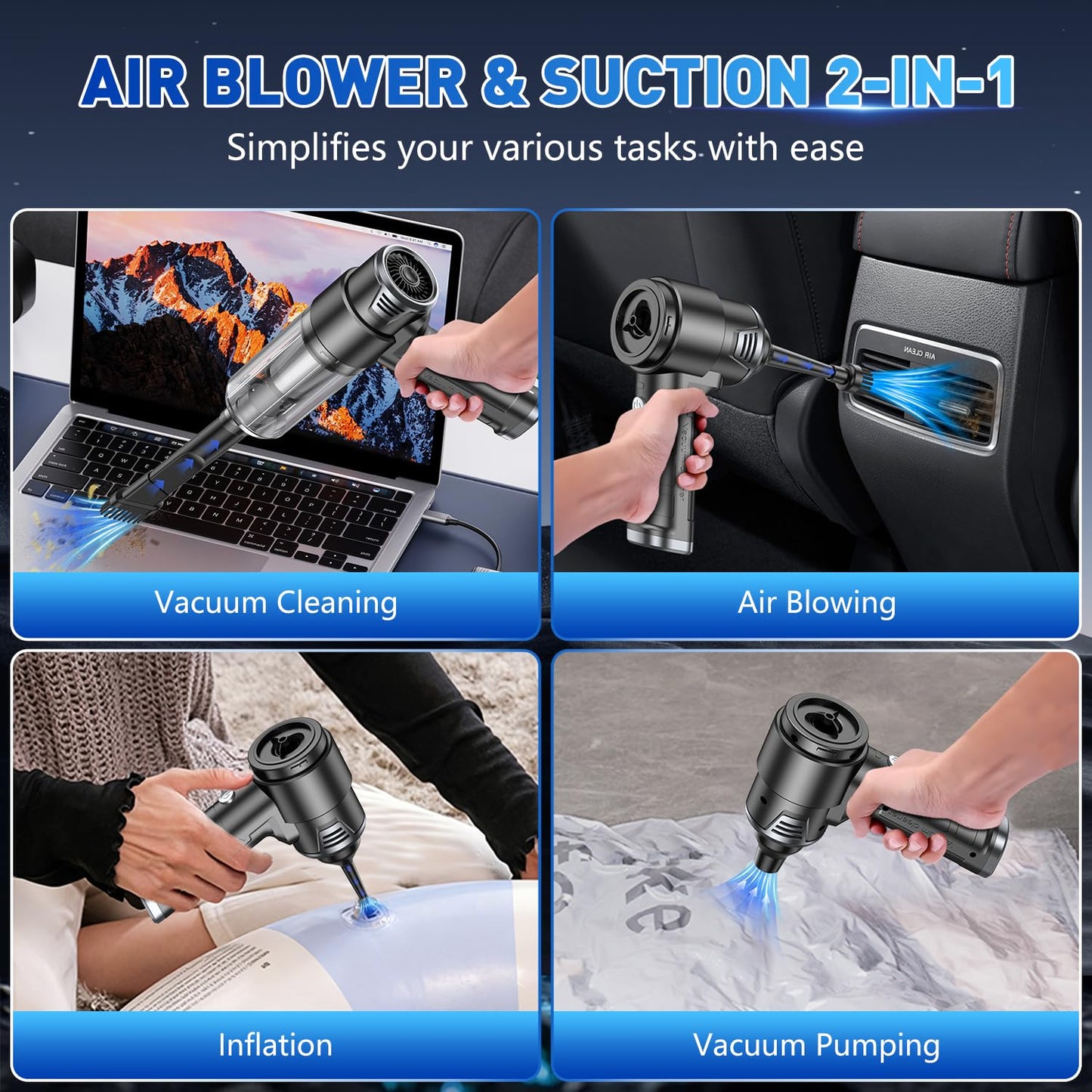 KMM Handheld Car Vacuum Cleaner, Hand Held Vacuum Cleaner and Air Duster