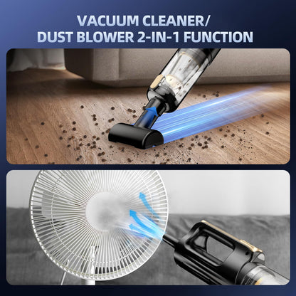 MONOZEL Car Vacuum Portable Cordless, 18000Pa 2 in 1 Vacuum Cleaner&Air Duster, 130W Brushless Motor Handheld Vacuum Cordless with 7800mAh Battery, LED Light, Multi-Nozzles for Car, Home, Office, Pet