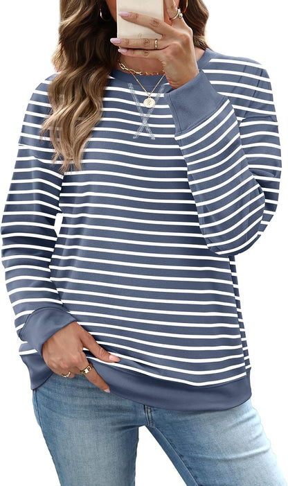 RUMIA Women's Crew Neck Sweatshirt Long Sleeve Tops for Women Fall Clothes