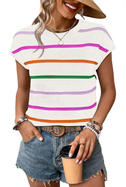 WIHOLL Womens Lightweight Sweater Spring Summer Fall Outfits Cap Sleeve Hollow Out Knit Fashion Clothing 2026
