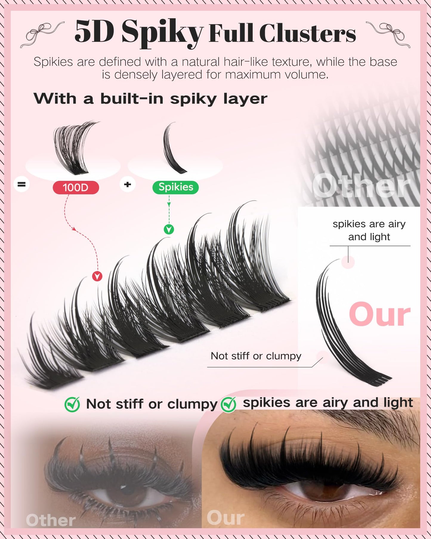 Goddvenus Pre-made Spikes Lash Clusters Wispy Manga Eyelash Clusters