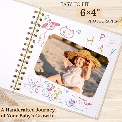 12"x12" Scrapbook Photo Album Linen Cover 40 Sheets 80 Pages White Paper