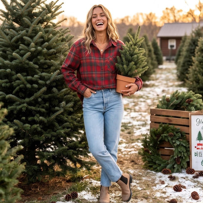 Women Oversized Plaid Flannel Shirt Long Sleeve Button Down Casual Shirt