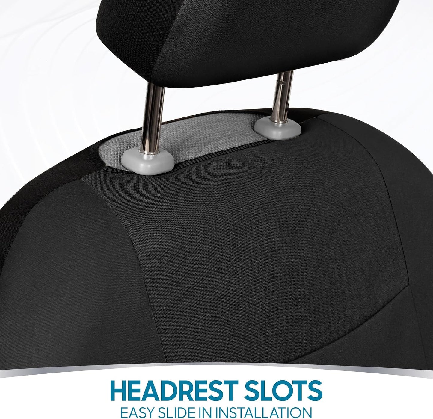 BDK PolyPro Car Seat Covers Full Set in Solid Black, Front and Rear Split Bench Seat Covers for Cars, Easy to Install Car Seats Cover Set and Accessories for Auto Trucks Van SUV - Solid Black