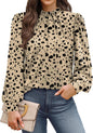 WIHOLL Long Sleeve Shirts for Women Mock Neck Tops Pleated Front Blouses Dressy Casual Spring Fall Clothes 2026 Fashion