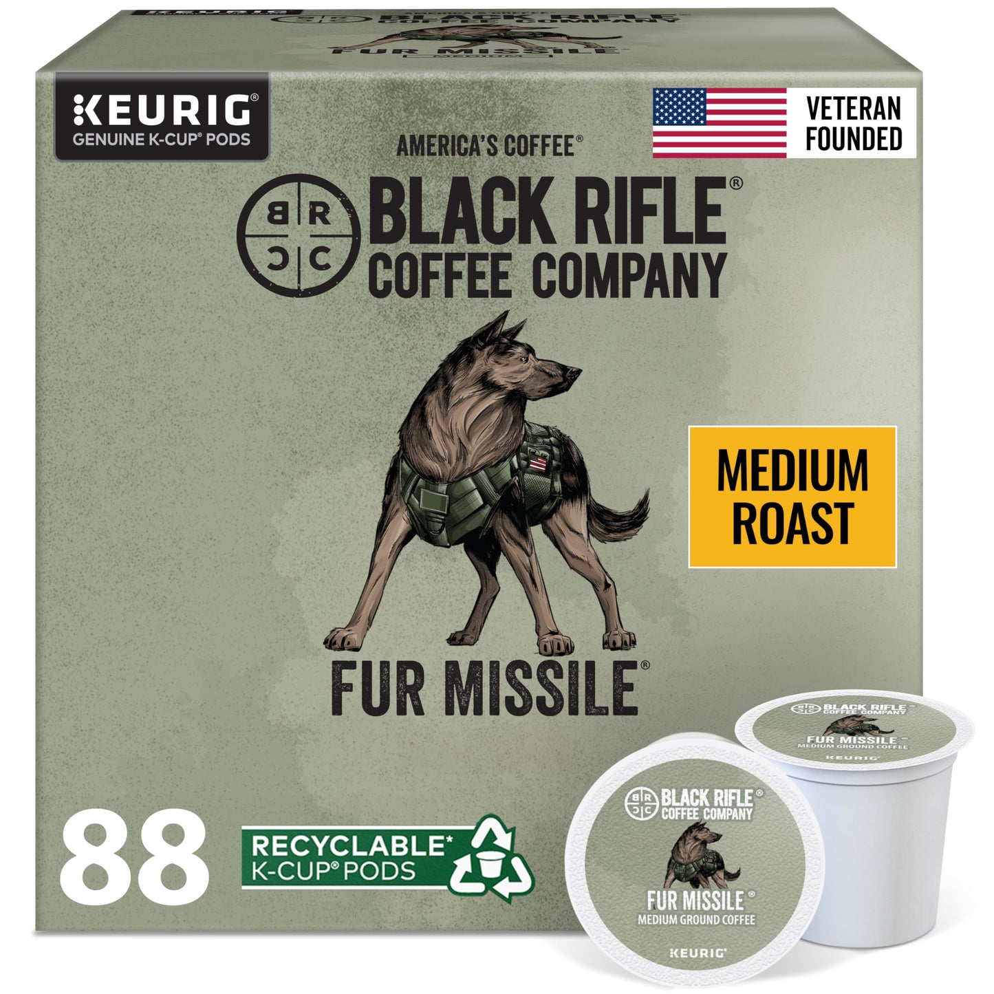Black Rifle Coffee Medium Roast K Cup Coffee Just Black 32 Count