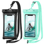 CACOE Floatable Waterproof Phone Pouch 2 Pack Up to 7.0",White+Blue