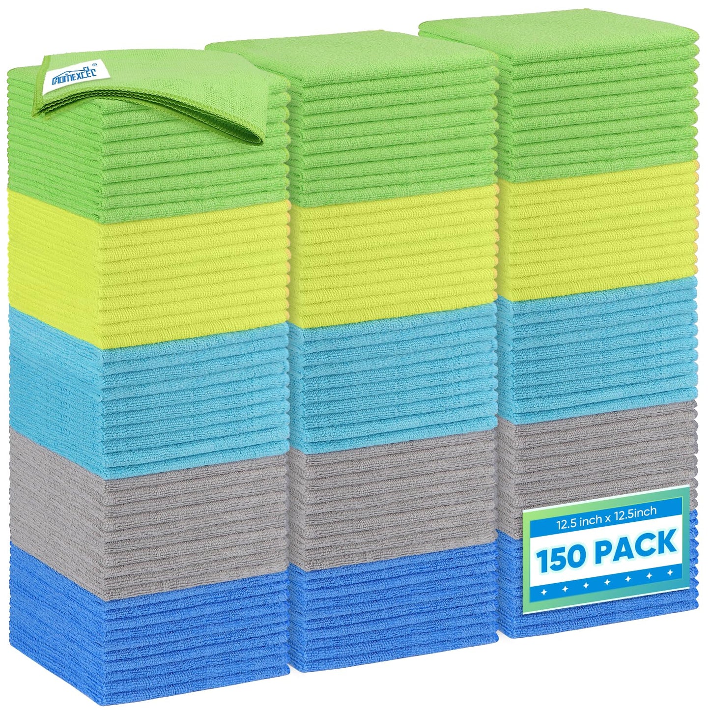 HOMEXCEL Microfiber Cleaning Cloth 12 Pack, 12.5 x 12.5 inch Microfiber Towels for Cars, Ultra Absorbent Washing Cloth, Lint Free Streak Free Cleaning Rags for Car, Kitchen, and Window (Grey)