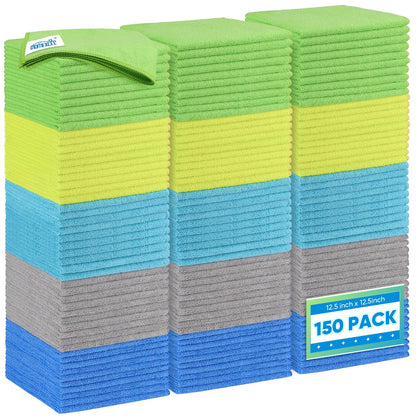 HOMEXCEL Microfiber Cleaning Cloth 12 Pack, 12.5 x 12.5 inch Microfiber Towels for Cars, Ultra Absorbent Washing Cloth, Lint Free Streak Free Cleaning Rags for Car, Kitchen, and Window (Grey)