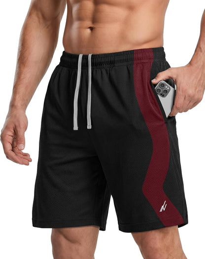 Breathable Mesh Mens Athletic Shorts Loose-Fit Quick Dry Running Gym Shorts