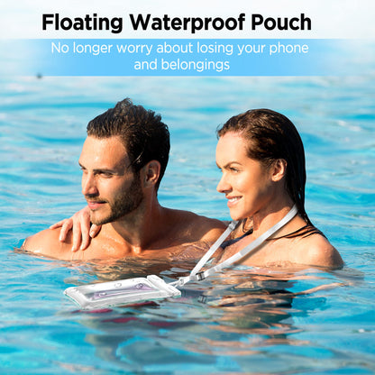 CACOE Floatable Waterproof Phone Pouch 2 Pack Up to 7.0",White+Blue