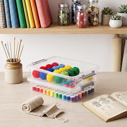 Citylife 6Qt 4Packs Clear Craft Organizers and Storage BOX, Sensory Bins