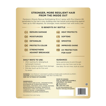 Pantene Miracle Rescue 10-in-1 Multitasking Spray, Heat Protection, 5.7 oz