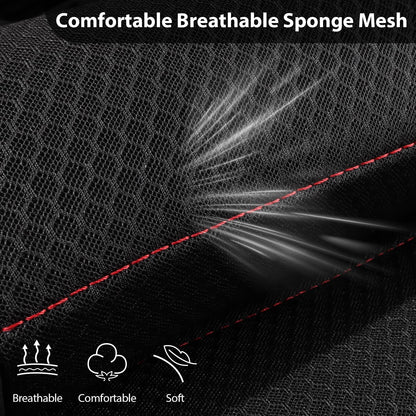 CAR PASS Universal FIT Piping Leather Car Seat Cover, for suvs,Van,Trucks,Airbag Compatible,Inside Zipper Design and Reserved Opening Holes (Full Set, Black and Red)