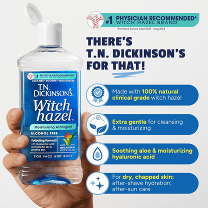 T.N. Dickinson's Witch Hazel Moisturizing Astringent | Alcohol Free | 16 Oz