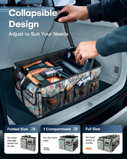 HOTOR Trunk Organizer - Foldable Car Organizer for SUVs & Sedans Storage