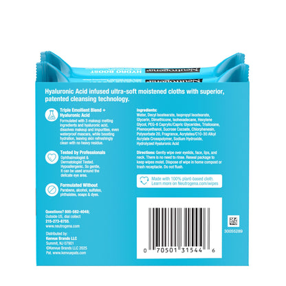 Neutrogena Hydro Boost Cleansing Wipes Makeup Remover, 25 Ct