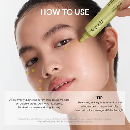 Arencia Vitamin C Booster Shot Serum with Glutathione, Niacinamide and Vitamin E for Dark Spot Care, Fine Lines & Wrinkles, Glass Skin, Korean Skincare 30ml/1.01 fl.oz