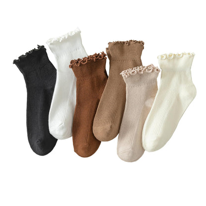 Hstyle 6 Pairs of Ruffle Socks Women, Cute Ruffle Ankle Socks