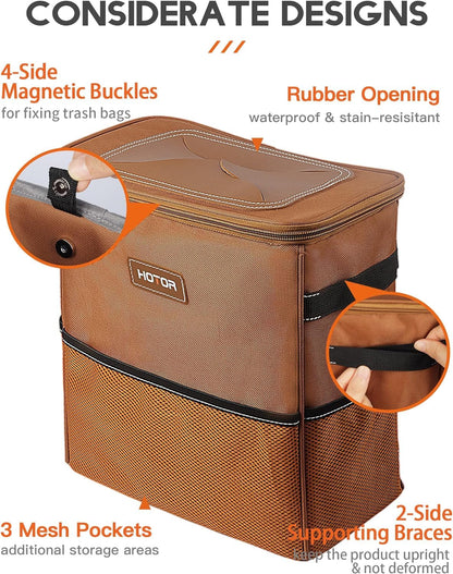 HOTOR Car Trash Can, Leakproof Car Organizer, 2-Gallon, Black